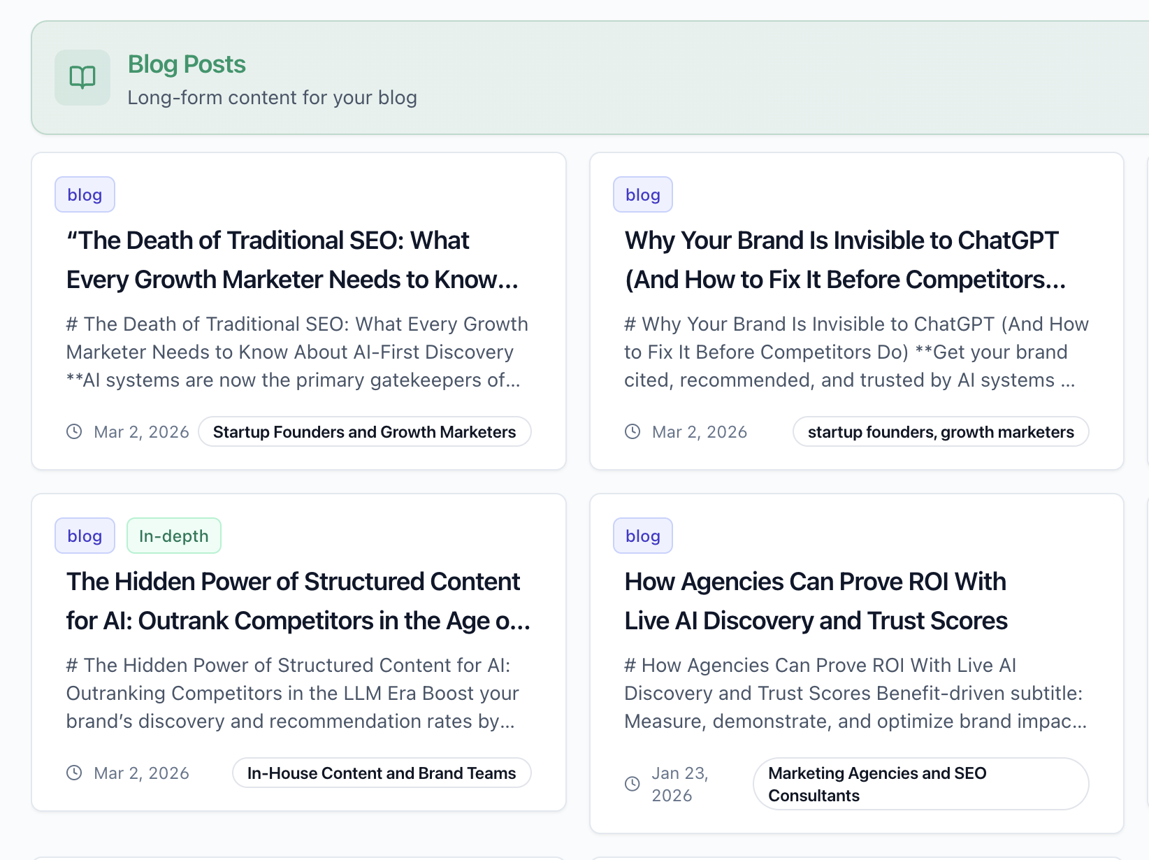Your content library, ready to publish