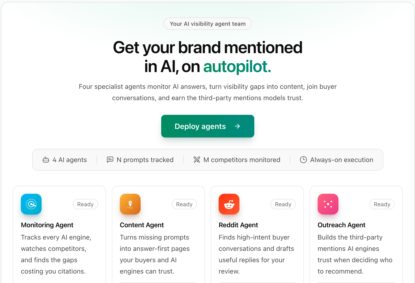Deploy agents that keep AI visibility moving