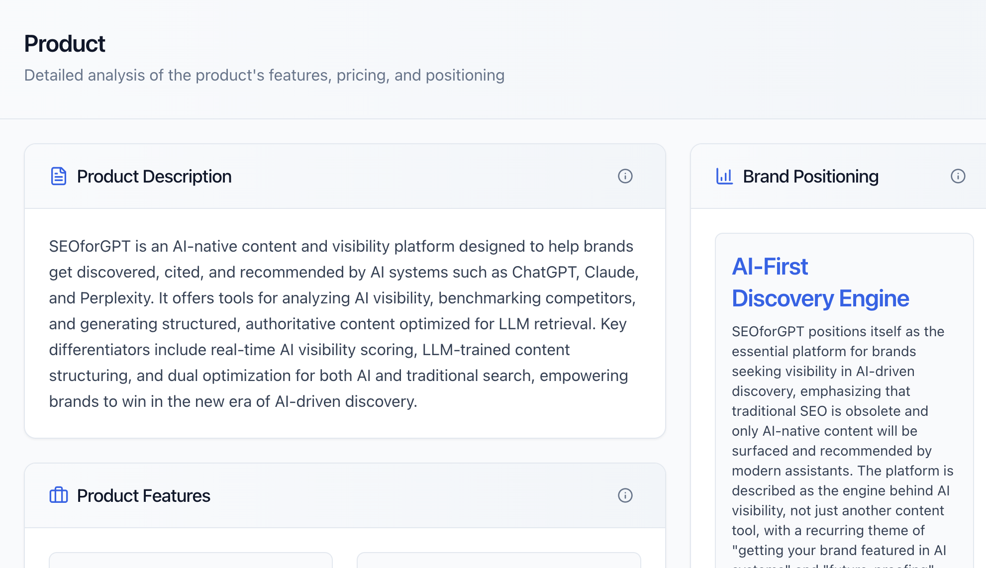 Website analysis that finds what to say
